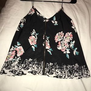 floral black tank top